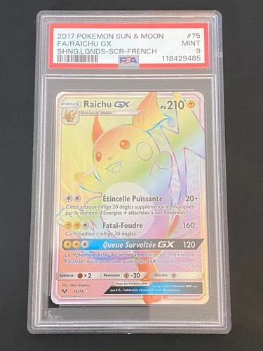 POKEMON CARD RAICHU GX 75/73 PSA 9 SECRET RARE SL3.5 BRILLIANT LEGENDS