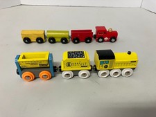 2 Vintage Wooden Train Magnetic Car Sets BRIO - 4 pc  Orbrium - 3 pc  26