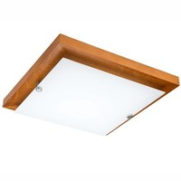 Led Deckenleuchte Holz Glas Blendarm 3000K 1020Lm Eckig Flach Erin Deckenlampe