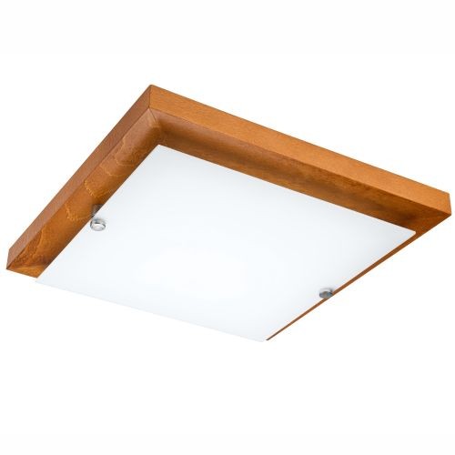 Led Deckenleuchte Holz Glas Blendarm 3000K 1020Lm Eckig Flach Erin Deckenlampe-image