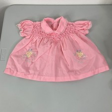 Vintage Pink Smocked Floral Embroidered Dress Size 12m