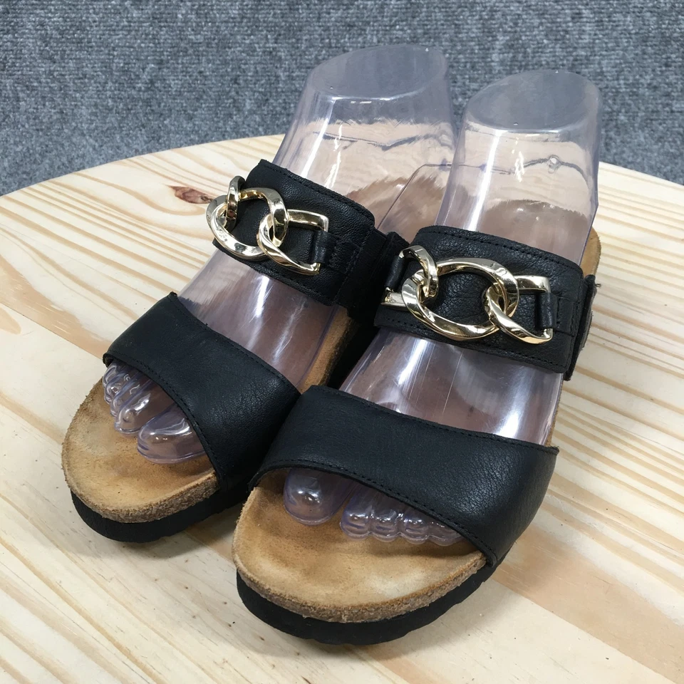 Sandalia Naot para mujer 38 negra Victoria punta abierta tacón de cuña informal cuero Foto 3 de 4