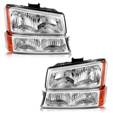 Headlight Assembly Compatible with Clear Lens Amber Reflector Chrome Housing