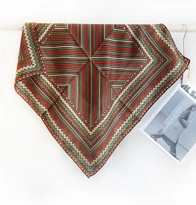 70% Cashmere 30% Silk Neckerchief Shawl totem Print Scarf 26'' Wrap Bandanna new