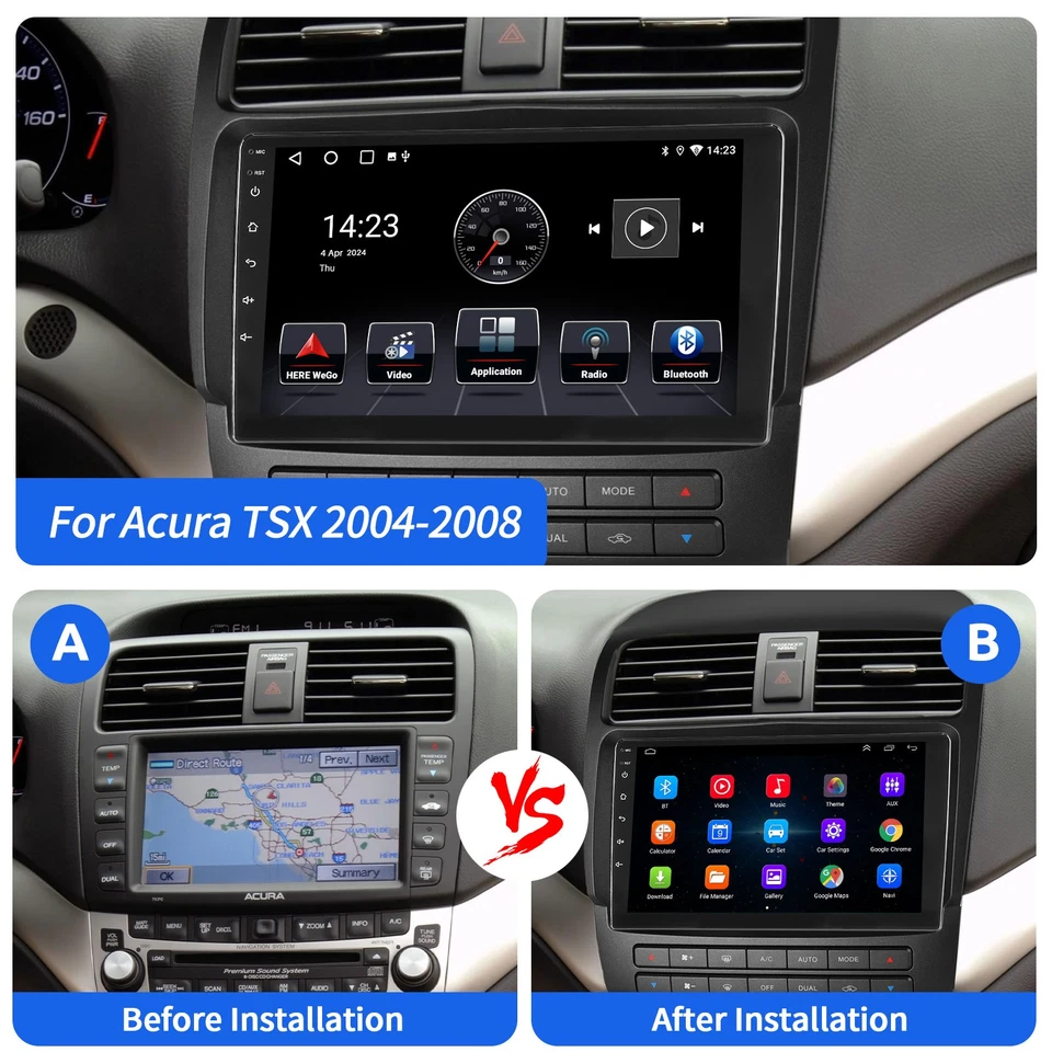 Rádio estéreo automotivo Apple Carplay Android 14.0 GPS + câmera para Acura TSX 2004-2008 - Imagem 3 de 4