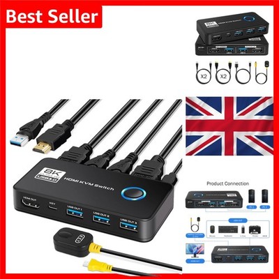 KVM Switch 2 Stück 1 Monitor 8K@60Hz 4K120Hz HDMI 2.1 USB 3.0 Steuerung