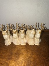 Vintage Antique Christmas Celluloid Reindeer Decor Blow Mold - Lot Of 5