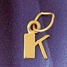 Initial K Charm Pendant 14k Gold