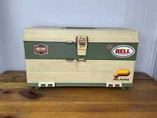 Vintage Plano 707 Tackle Box Tan/Green Handle 2 Drawer USA With Top Storage