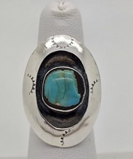 NATIVE AMERICAN BLUE TURQUOISE STERLING SILVER RING SIZE 5 3/4