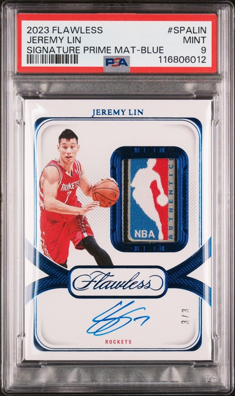 2023 Flawless Jeremy Lin Logoman Autograph Graded On Card Auto 3/3