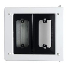 TV Media Box Recessed Wall Outlet 2 Gang Steel White Low Voltage Power Box