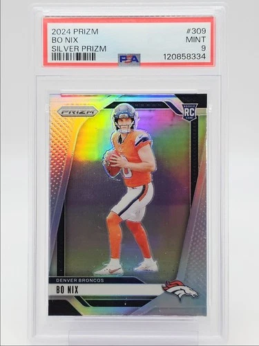 BO NIX 2024 PANINI PRIZM ROOKIE FOOTBALL SILVER C RC PSA 9 Q0004