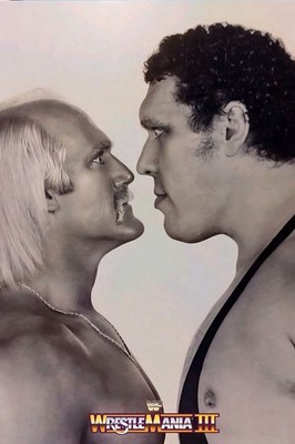 WWE GIANT 24  X 36  POSTER - WRESTLEMANIA 3 HULK HOGAN ANDRE  THE GIANT