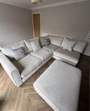 Sofology Magestic 4 Seater Corner Sofa & Footstool in Mink / Lightwood Feet