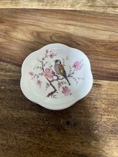 Vintage Royal Worcester Palissy  cherry blossom & goldfinch trinket dish