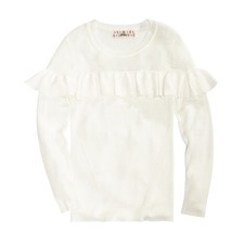 Pink Republic Girls Ivory Long Sleeve Sweater, Sz S, Ruffled Shoulder Detail