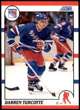 Darren Turcotte New York Rangers 1990 Score Hockey Card #241 NHL Rookie. rookie card picture