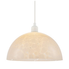 Modern Opal White Snowflake 30cm Domed Glass Pendant Ceiling Shade by Happy H...