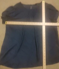 Fun2fun Women's Cap Sleeve Blouse Size L Navy Polka Dot - L@@k how Cute