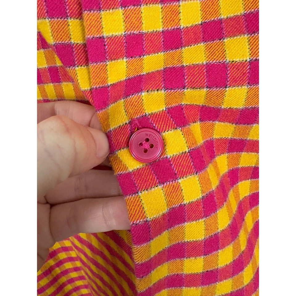 Camisa unissex de algodão flanela botão estampa logotipo xadrez WE11DONE NOVA SEM ETIQUETAS média - Imagem 4 de 4