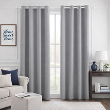 Blackout Curtains for Bedroom 52 X 84 Inch Long 2 Panels Set Light Grey/Gray Roo