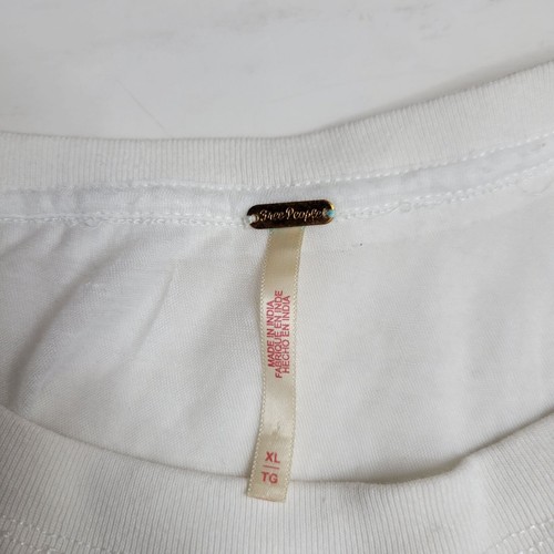 Top corto Free People blanco manga corta con volantes peplum para mujer XL - Imagen 3 de 3