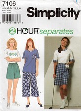 Simplicity 7106 Two-Hour Separates Tops, Tunics, Capri Pants Shorts Sz 6-16 UC