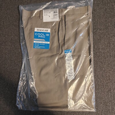 Haggar Golf Pants Cool Pro 18 Mens Size 36W x 34L Classic Fit (New In Plastic)