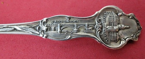 St. Louis Sterling Silver Souvenir Spoon Pierre Laclede Eads Bridge by Wallace - Picture 7 of 8