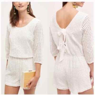 Anthropologie Lilka Usoa Romper Womens Small S White Eyelet