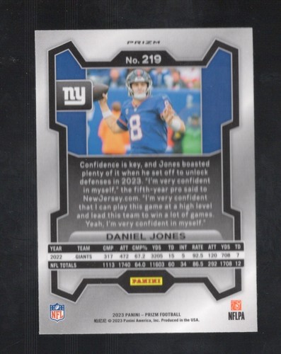 2023 Prizm Football #219 Daniel Jones Red White Blue Prizm New York Giants - Bild 2 von 2