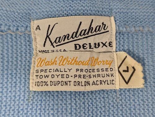 Vintage Kandahar Mens Cardigan Size Large Blue 100% Dupont Orlon Acrylic Grandpa - Picture 5 of 8