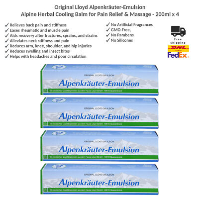 Original Lloyd  Alpenkrauter Emulsion Herbal Massage Gel for Joint, Back Pain x4