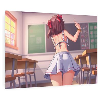 Unique School Girl Waifu - Premium 8'' X 12'' Metal Print, Gift, Anime Wall Decor