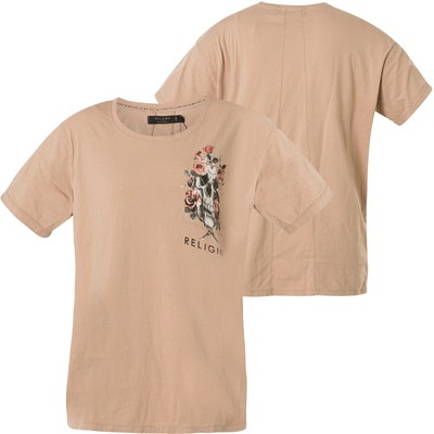 RELIGION Damen T-Shirt Crowded Tee 59BCWT17 Ashes Of Roses Beige