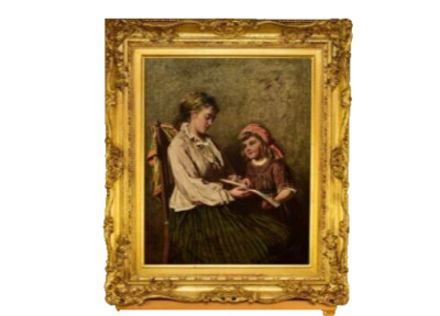 Edwin Thomas Robert s 1840-1917 Original Ölgemälde Die Lesestunde