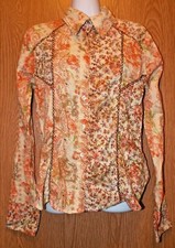 Womens Pretty Floral Print Long Sleeve Shirt Size Small Medium excellent