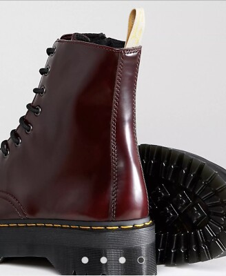 Dr. Martens Vegan Jadon II 8-Eye Synthetic Boot Cherry Red 5 US