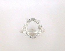 16 x 12 mm - 25 x 18 mm Oval 4 Prong Split Shank Ring Setting Sterling Silver