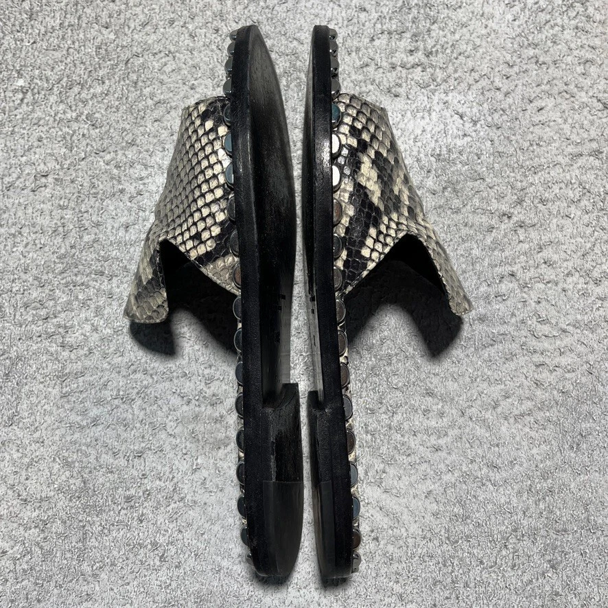 Sigerson Morrison Estee Croc 压花镶嵌露趾平底拖鞋灰色 6 — 第 4/4 张图片