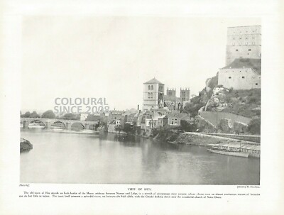 BELGIEN CITADEL HUY BRIDGE c1915 Illustration PRINT Walloon Belgique Belgien