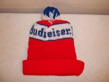Vintage BUDWEISER BEER WINTER POM POM BEANIE SKI HAT