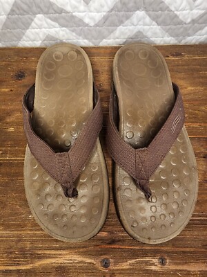 Vionic Mens 44 Wave Brown Thong Flip Flops sandals Men display picture 1