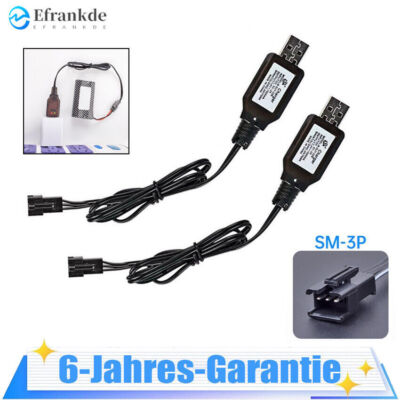2Pcs USB Batterie Ladekabel ladegerät 7.4 V 3-polig für RC-Car Buggy Auto Boot