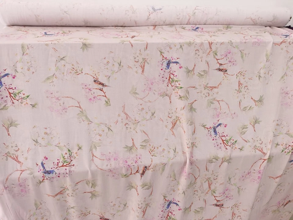 Tela de viscosa suave material rayón aves florales de 1 yarda X 1,4 metros para vestir Foto 3 de 4