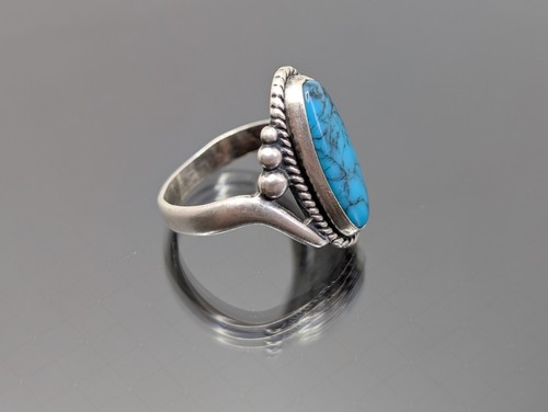 Rare Dainty Vtg Fred Harvey Era Bell Trading Post Sterling Silver Turquoise Ring - Picture 16 of 20