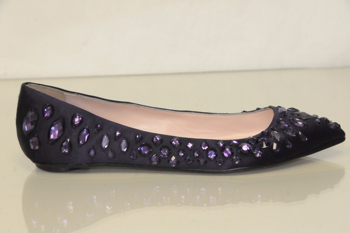 Escarpins Oscar De La Renta En Satin Rose - Modèle Habi Avec Ornements Cristal, Taille 39, Neufs 'Pristine'