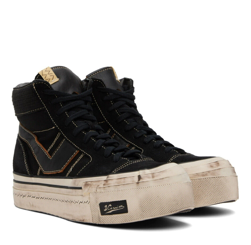 VISVIM Men's 'Zephyr Hi G. Patten' Distressed Sneakers Black VISVIM Men's 'Zephyr Hi G. Patten' Distressed Sneakers Black