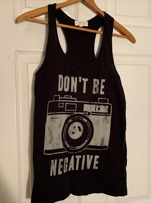 Camera Photography Racerback Tank Top Shirt  Don t Be Negative  I Love H81 Small